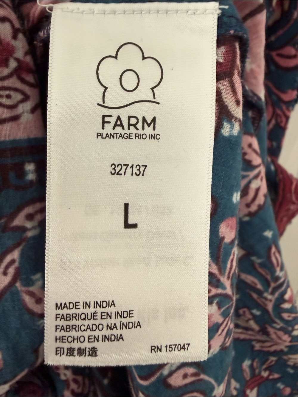 Farm Rio Floral Print Pink and Blue Long Maxi Dress Size Large - Picture 5 of 11
